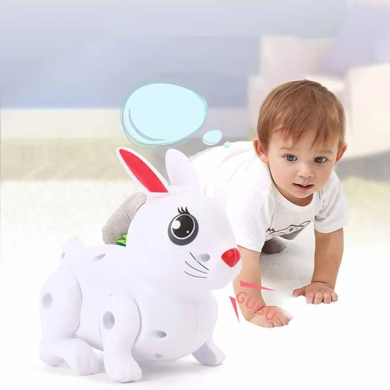 New Simulation Electric Dancing Bunny Toys Creative Fun Crawling Jumping Bunny Toys Interactive Baby Toys With Lights And Music