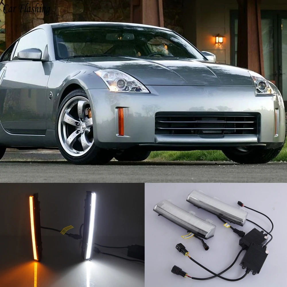 

1pair DRL LED Daytime Running Lights yellow signal fog lamp For Nissan 350Z Z33 2003 2004 2005 2006 2007 2008 2009