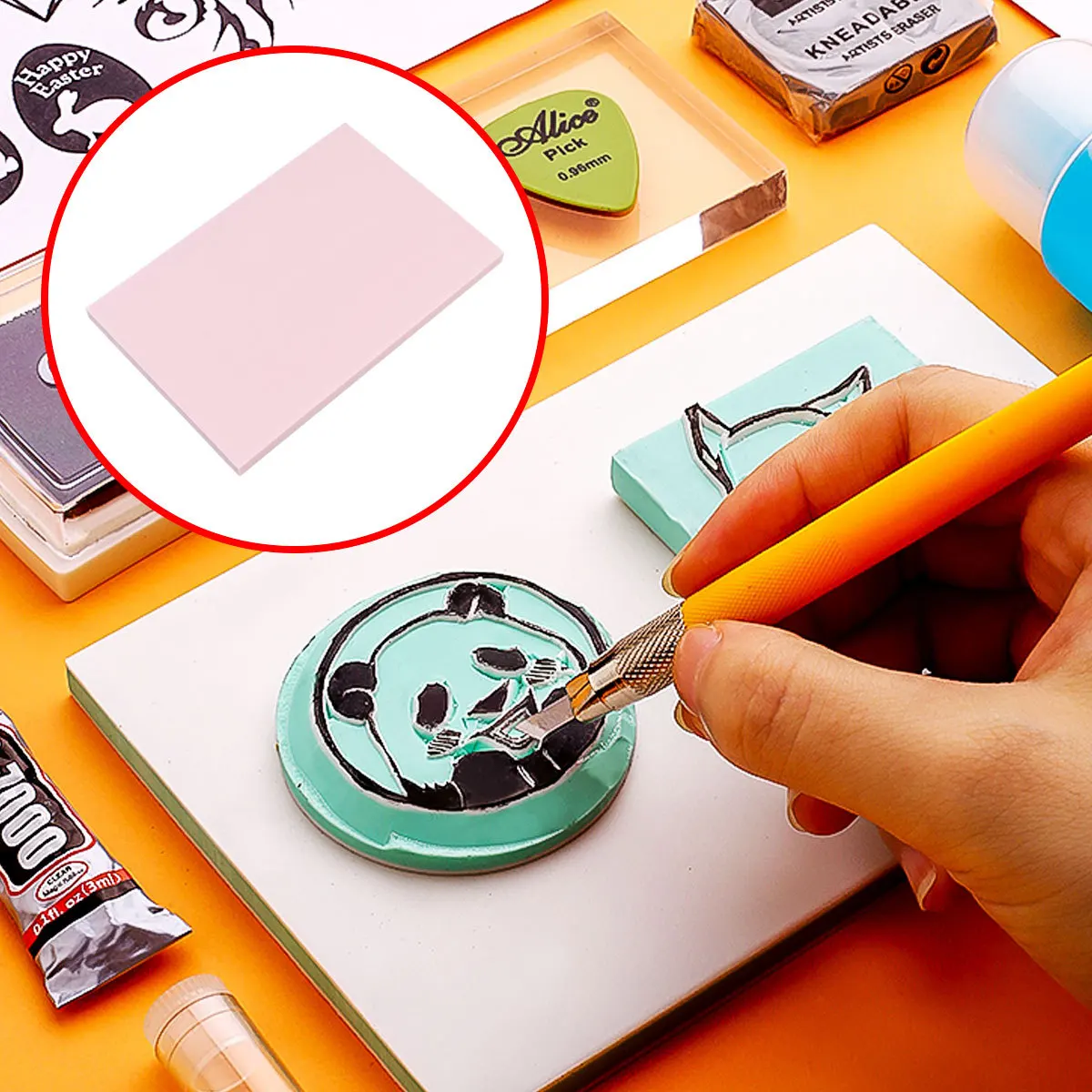 

5Pcs Rubber Stamps Brick Durable DIY Hand Carved Solid Color Carving Stamp Tool for Scrapbooking Postcards Invitations