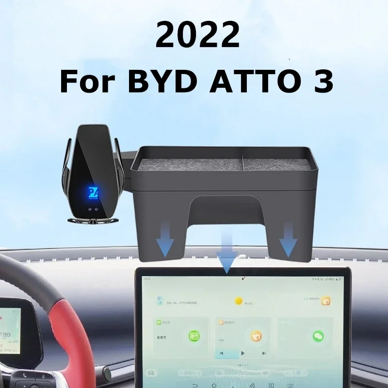 Voor 2022 Byd Op 3 Tot 3 Yuan Plus Auto Scherm Telefoonhouder Draadloze Oplader Scherm Navigatie Interieur 12.8 Inch Grootte