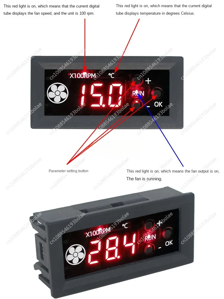 4-wire PWM Fan Temperature Control Governor 12V3A Temperature Speed Digital Display Chassis Server Shutdown