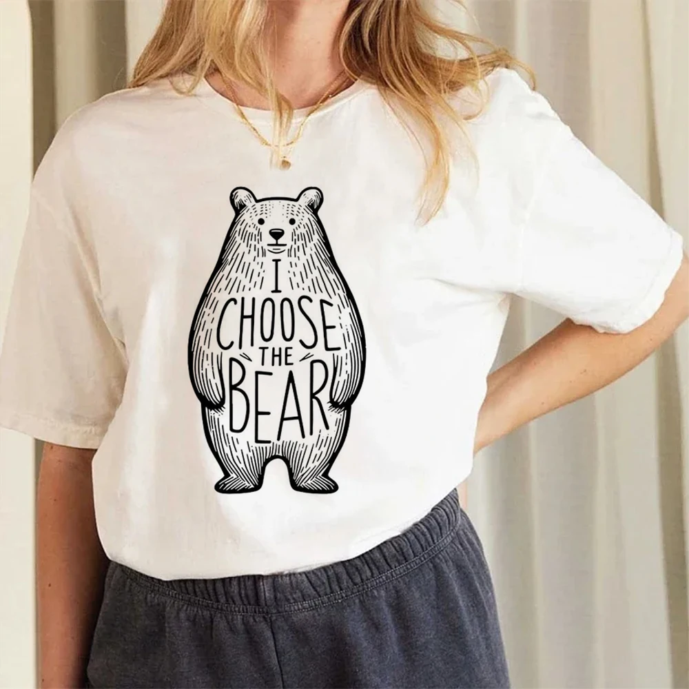 

I Choose The Bear Team Bear Women T-Shirt Personality Trend Casual Tee Clothing Street Creative Tops Female Short Sleeve