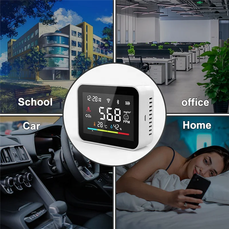 BNVN-Tuya CO2 كاشف ثاني أكسيد الكربون واي فاي CO2 رصد متر Co2 الاستشعار داخلي الزراعية الدفيئة مستشعر رطوبة الهواء رصد