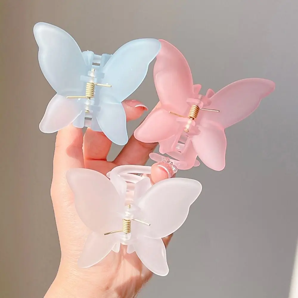 

New Colorful Butterfly Hair Claw Clip Gradient Matte Hair Clip Hair Accessories Transparent Hairpin Women