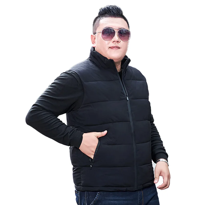 

140KG Plus Size Men's Vest Winter Korean Black Trend Casual Hooded Vest Top Plus Loose 7XL 6XL 8xl