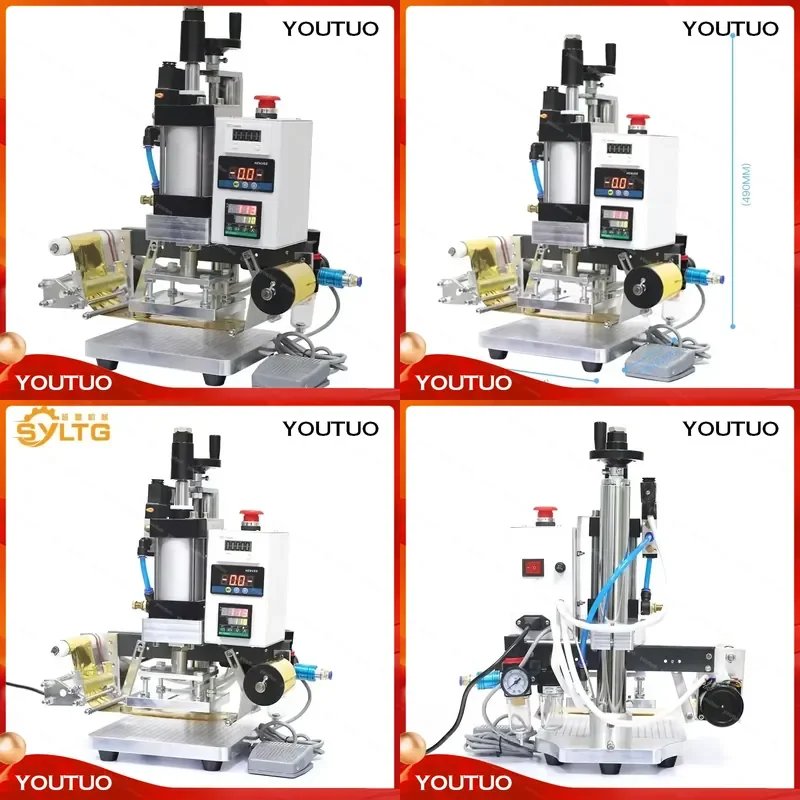 Hot Printer Pneumatic Foil Stamping Pressing Embossing Machine for PVC Leather Wood Custom Logo Bronzing Hot Stamping Machine