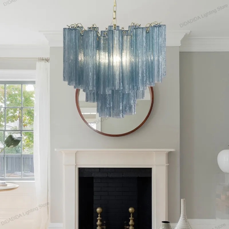 2026 NEW Round Star Glass Tube Murano Pendant Lamp Frosted Multicolor Glass Stainless Steel Brass Silvery Dimmable Lustre