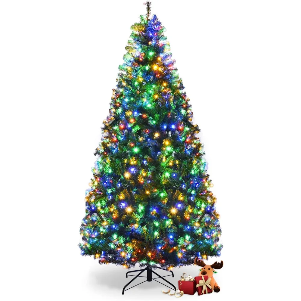 

Christmas Tree, 1570 PVC Branch, 500 Dual-Colored LED Lights, 11 Lighting Modes & Foldable Base, Artificial Christmas Trees