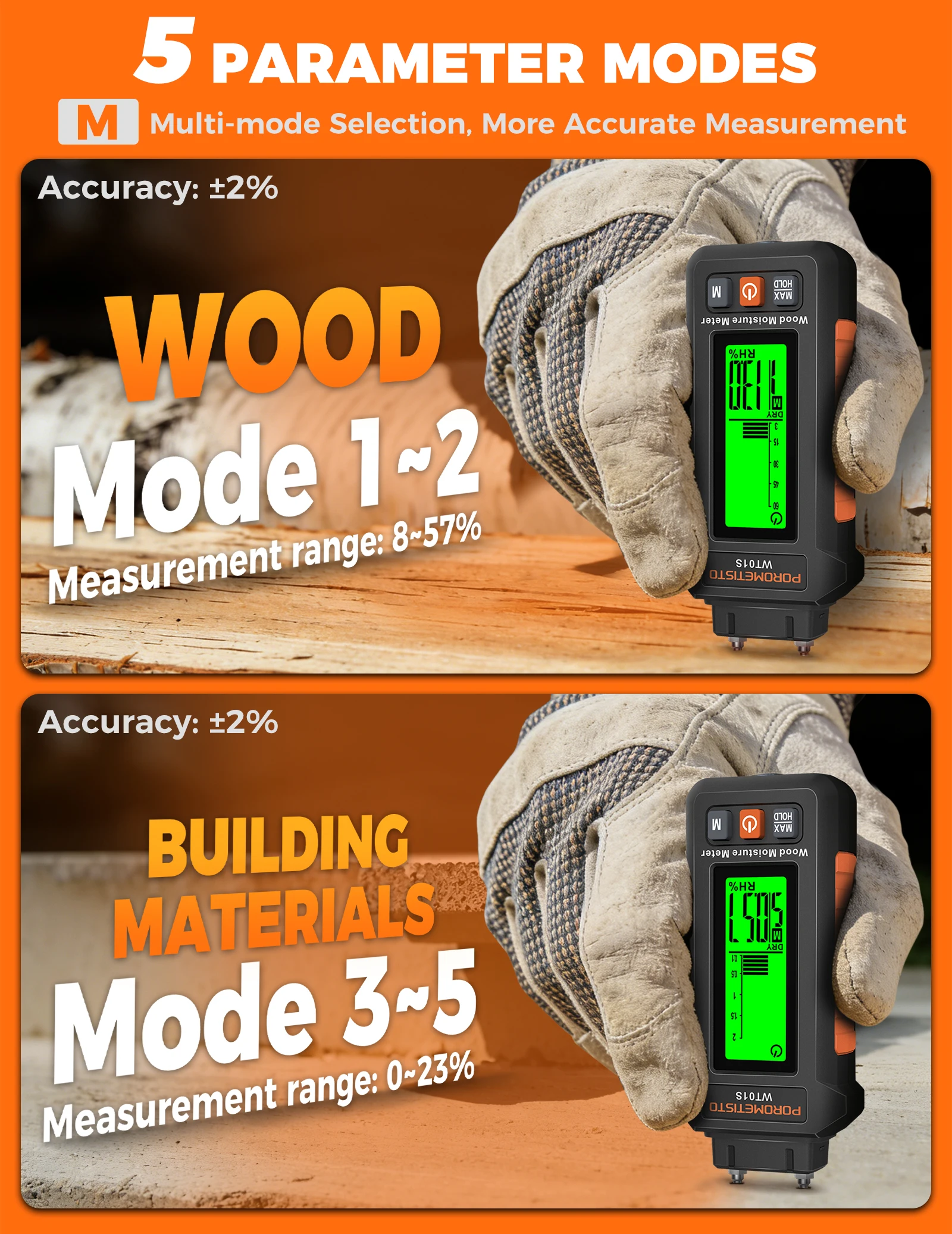Neues 2-in-1 Digitales Holzfeuchtemessgerät mit und ohne Stifte, 0~99,9% Feuchtigkeitsmesser, Holzfeuchtigkeitsdetektor, Hygrometer für Holz und Beton – Detail 17