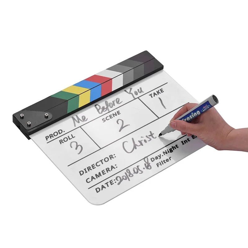 

-N21R Film Clapper Board Delicate Texture Colorful Director Video Scene Clapperboard Acrylic Dry Erase Movie Film Clapper