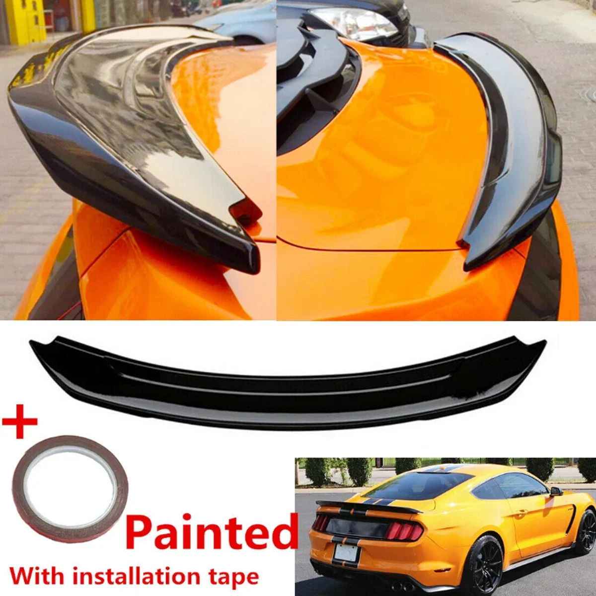 Glossy Black Rear Trunk Lip Spoiler Wing GT350 Style For 2015-2022 Ford Mustang