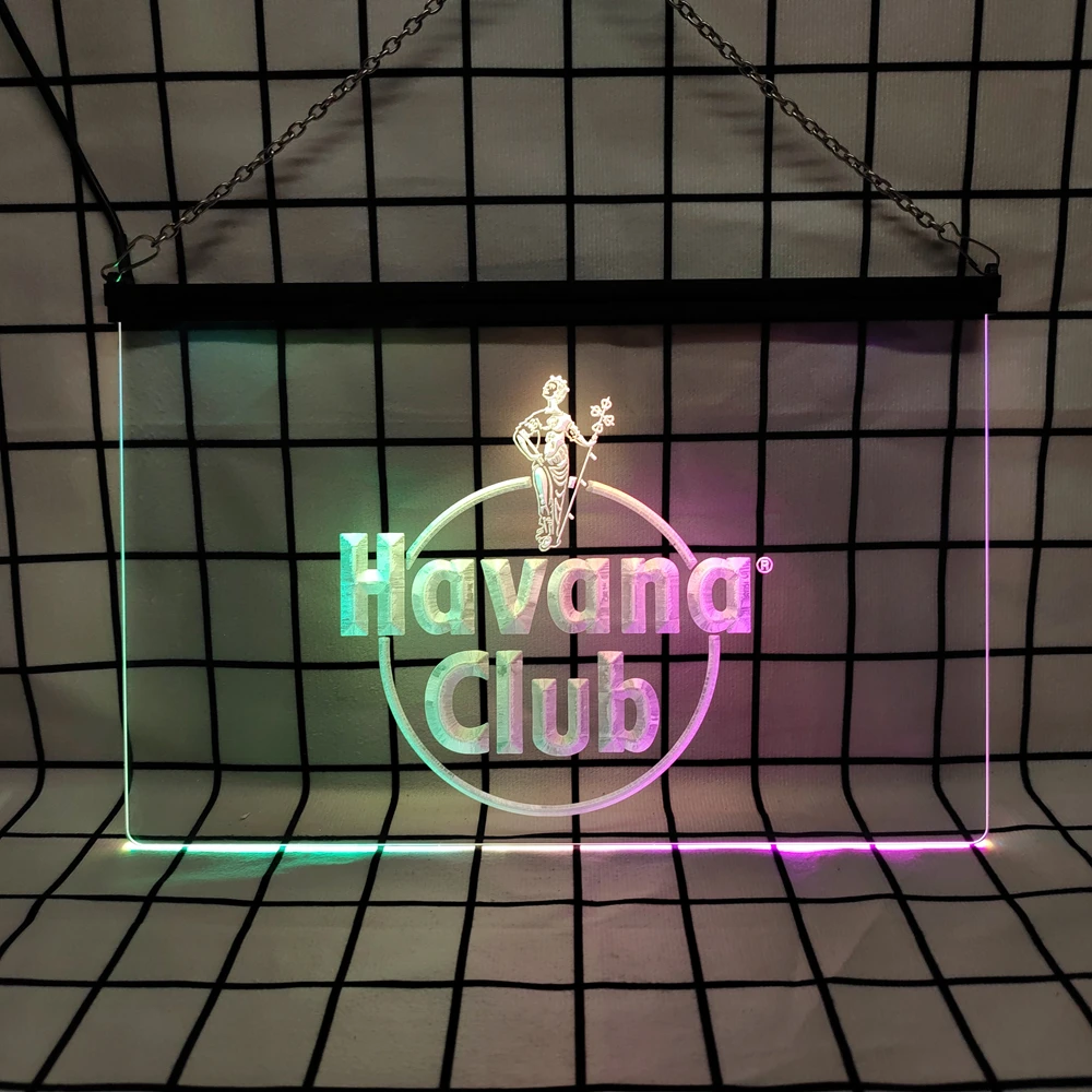 Havana Club Rum-LED-Leuchtreklame, bunte fließende Lichter, ferngesteuert für Heimdekoration und festliche Veranstaltungen