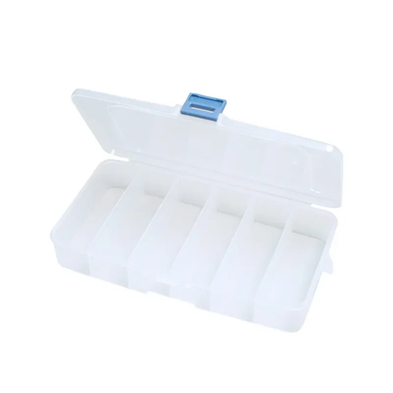 Compact Clear Organizer Box With Permanent Dividers For Maintaining Order Among Items Like Pins Staples And USB Cables