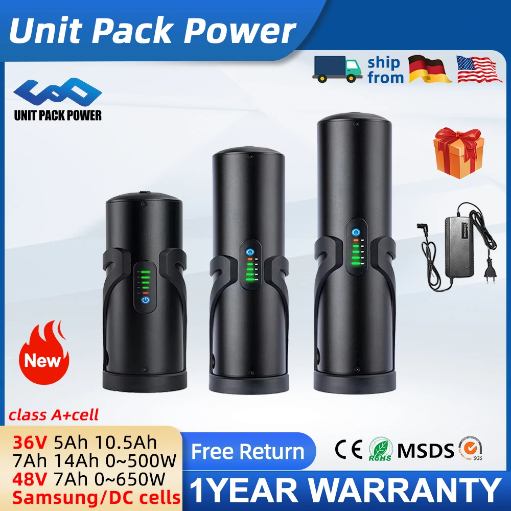 36V 5AH Mini Bottiglia eBike Batteria power bank 48V7AH per 600W 350W Batterie elettriche per biciclette Batteria ai polimeri di litio