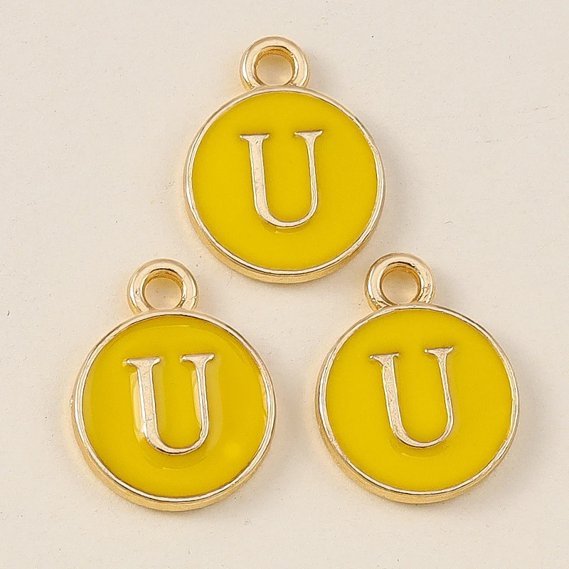 20 Stück 11x14mm Niedliche Gelbe Emaille-Alphabet-Anhänger mit 26 Buchstaben A-Z für Schmuckherstellung, DIY-Halsketten, Ohrringe und Accessoires ﻿ – Detail 23