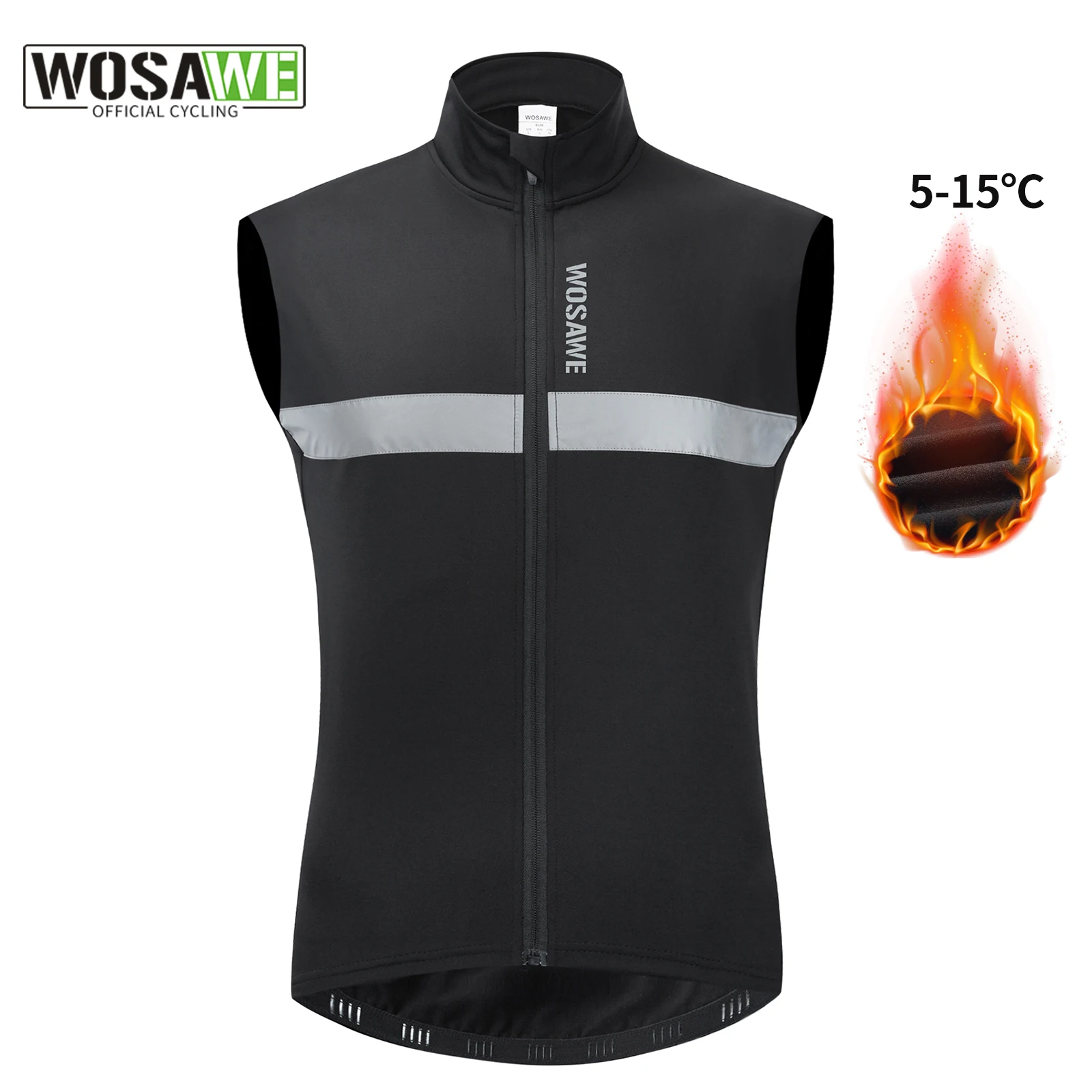 WOSAWE Winter Warm Ärmellose Jacke Herren Herbst Radfahren Weste Winddicht Windjacke Aufwärmen MTB Fahrrad Weste Radfahren Kleidung