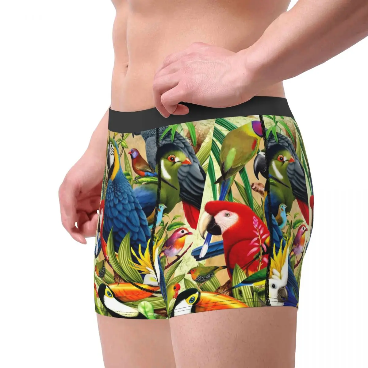 Man Tropical Macaw Cockatiel Boxer Briefs Shorts Panties Soft Underwear Animal Bird Male Sexy Underpants