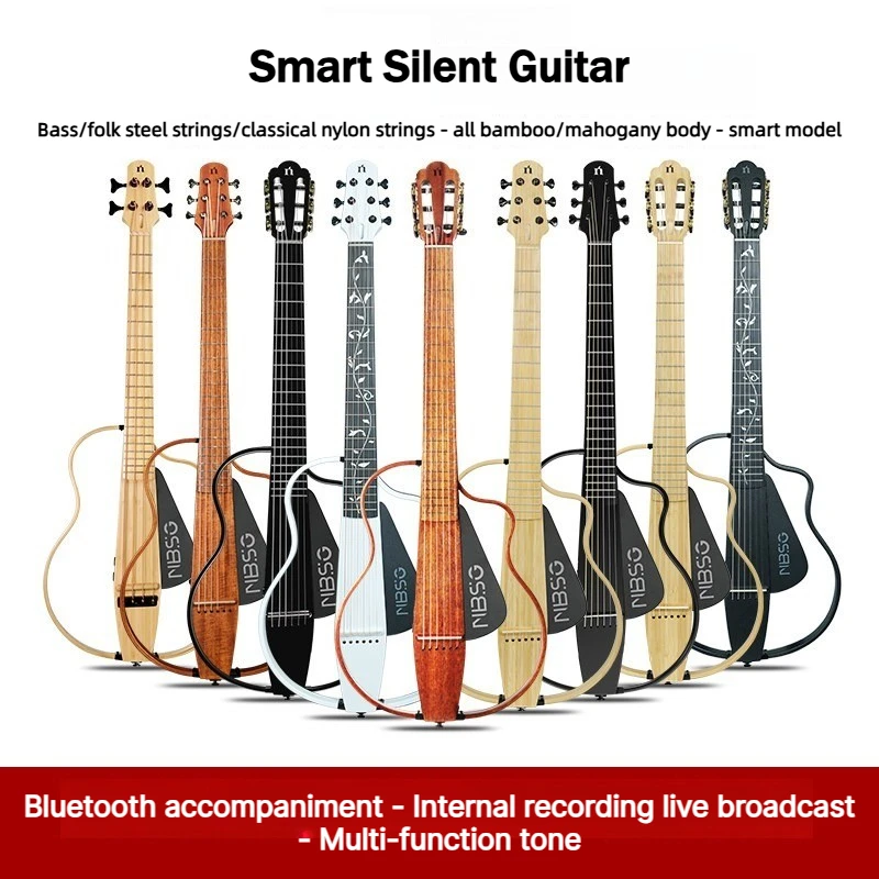 Silent Practice Guitar Built In Pickup Bamboo Mahogany Frame 36 Inch 39 Inch Folk Classical Electric Musical Gear