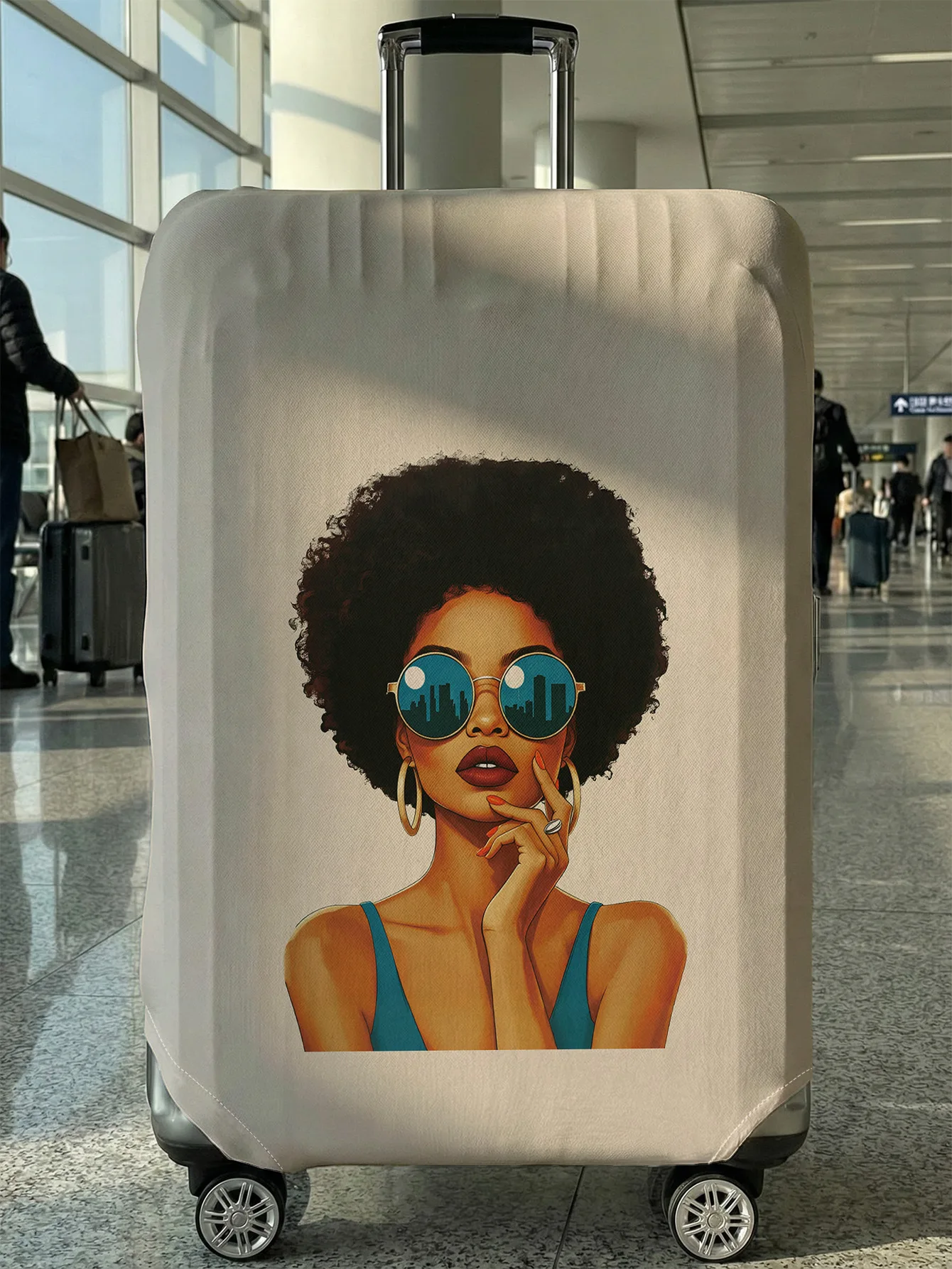 

Чехол для багажа с принтом афроамериканки, подходит для чемоданов 18-32 дюймов, чехол на ручку чемодана, дорожные аксессуары