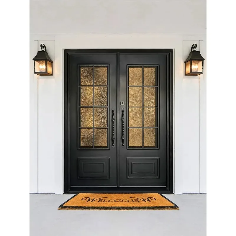 Villa door Entry door Double door French entrance  Retro garden  Wrought iron  European glass courtyard