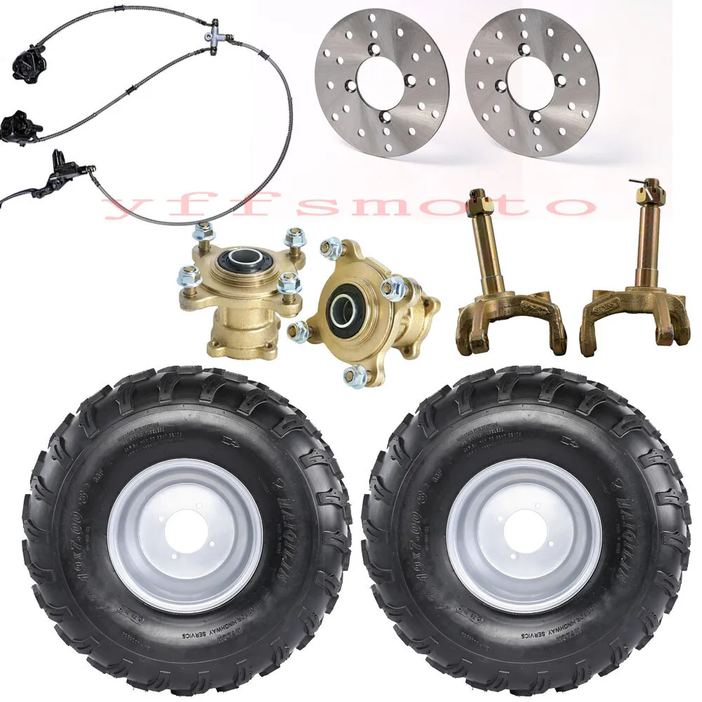 

2pc 19x7.00-8 Wheel Tyre Rim 88mm + Front Knuckle Hub + Brake Caliper for ATV Go Kart