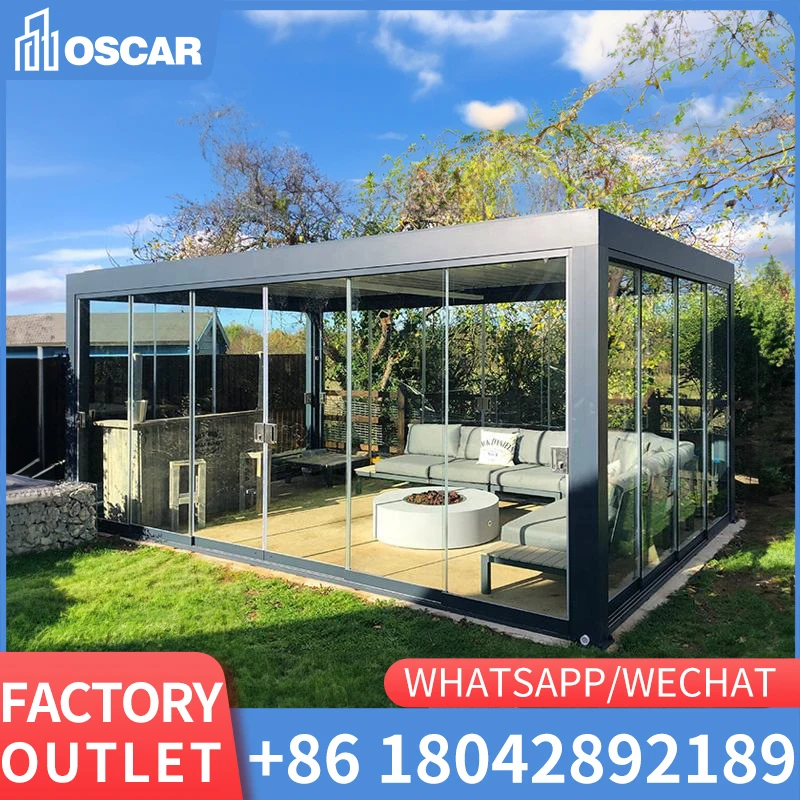 QINGYING electric opening and closing patio cover roof pergola