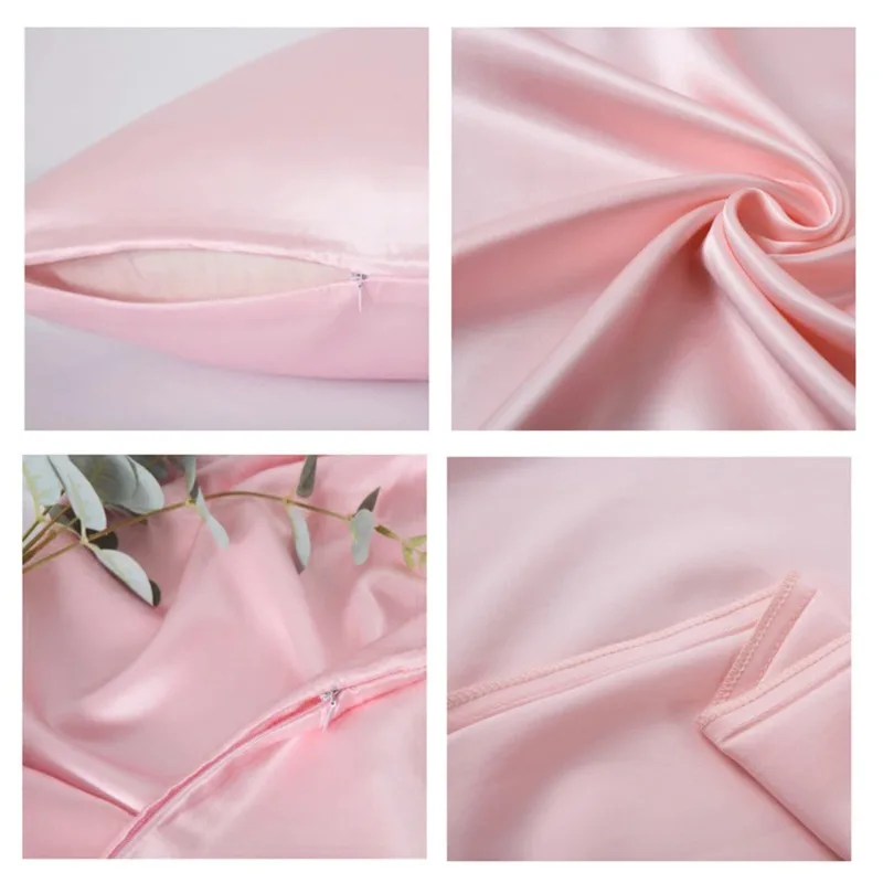 كيس وسادة من الحرير الحقيقي النقي 100% على الجانبين كيس وسادة من حرير التوت الطبيعي مع سحاب مخفي ناعم قابل للتنفس جيد للشعر والجلد