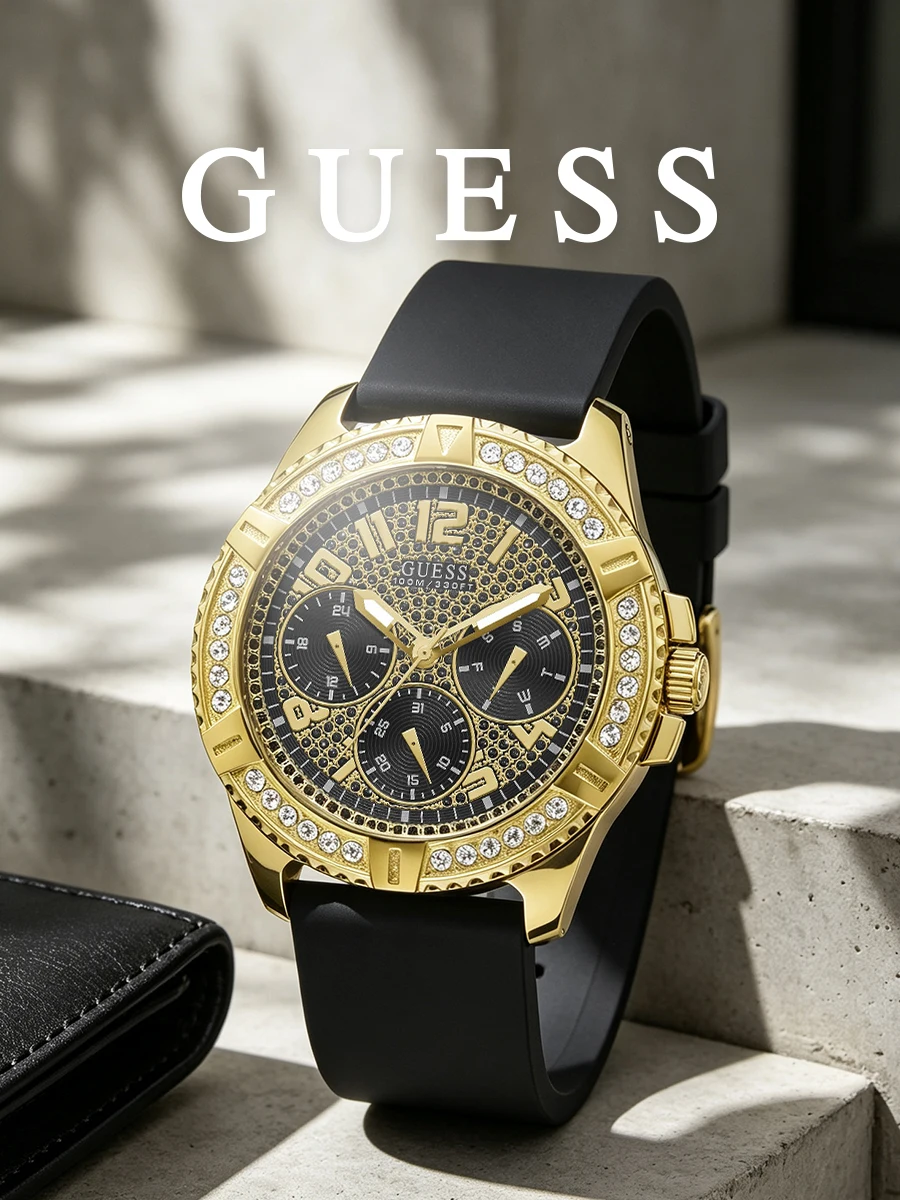 Smartwatch Guess - Zegarek męski Guess, czarne silikonowe paski,