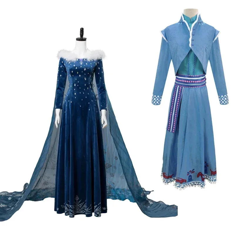 

FC6Anime Snow Queen Prince Anna Elsa Cosplay DRESS Costumes halloween party Clothing@FC8！