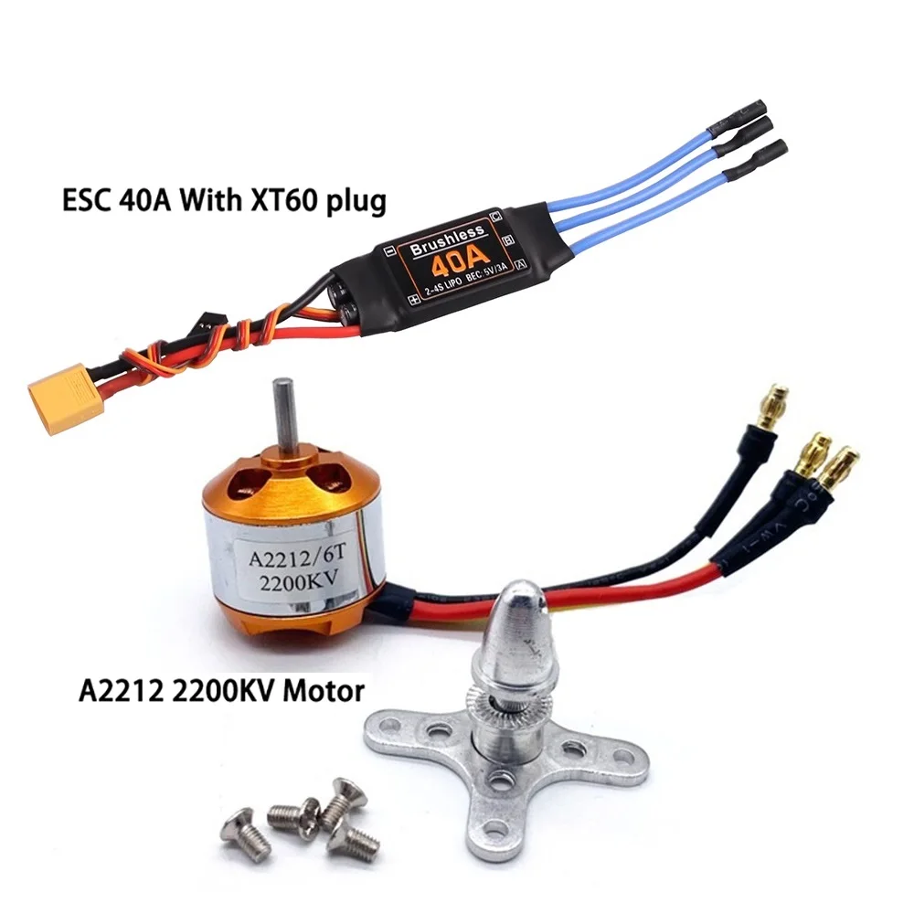 New Brushless Motor A2212 2212 1000KV/1400KV/2200KV 40A ESC 6035/8060/1060 Propeller SG90 9G Servo for RC Fixed Wing Helicopte