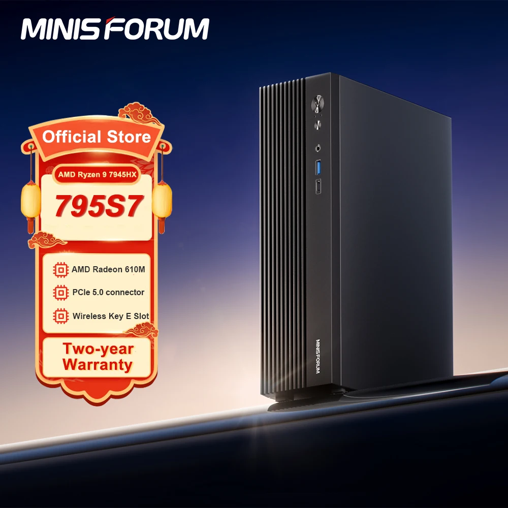 MINISFORUM  MINI PC 795S7 AMD Ryzen 9 7945HX ITX  PC DDR5 32GB 1TB SSD With RTX4060 GPU PCIE5.0 HDMI DP1.4 Mini Desktop Computer