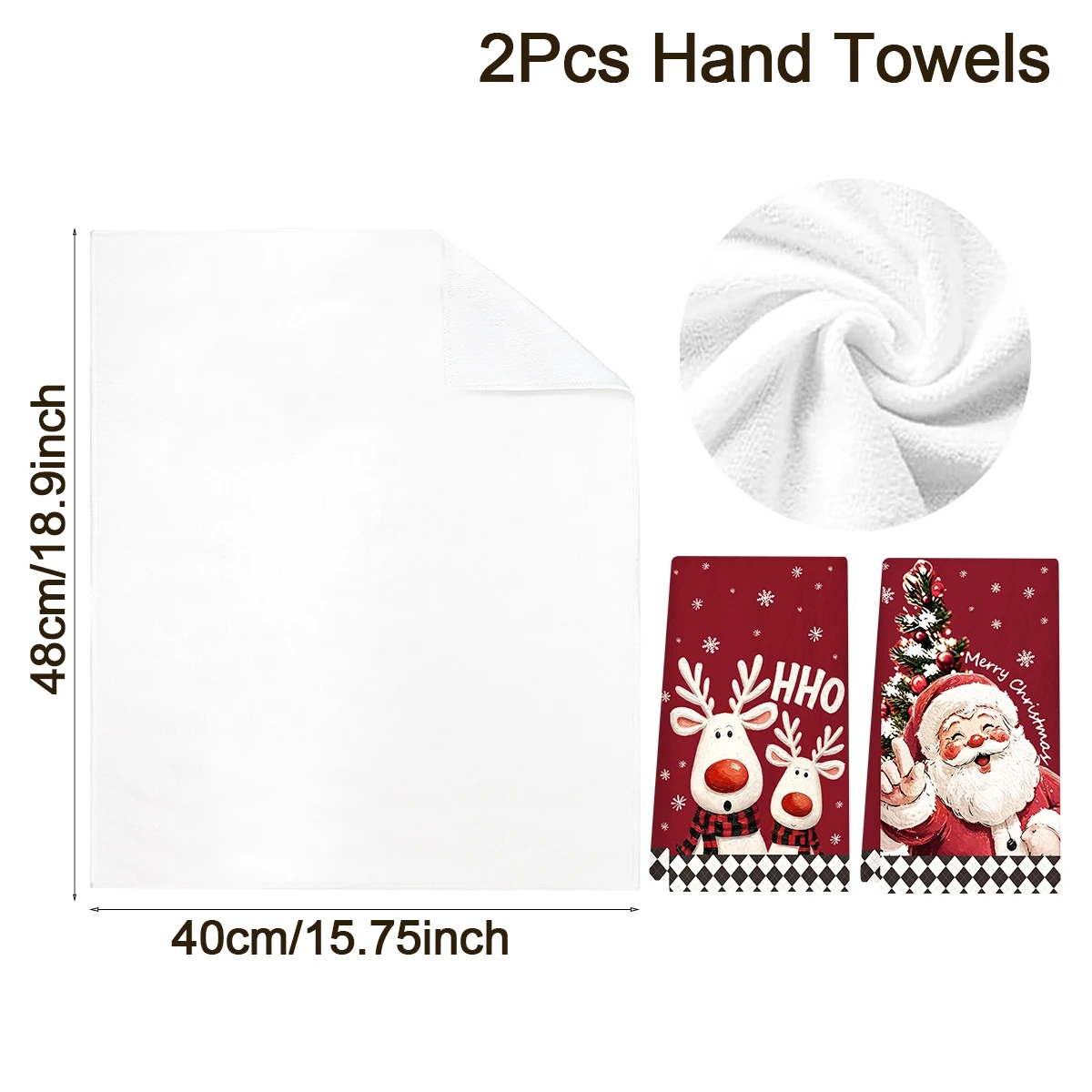 2pcs Merry Christmas Polyester Dish Towels Black White Checkered Santa Claus Style Dish Cloth Home Kitchen 2026 Xmas Party Decor