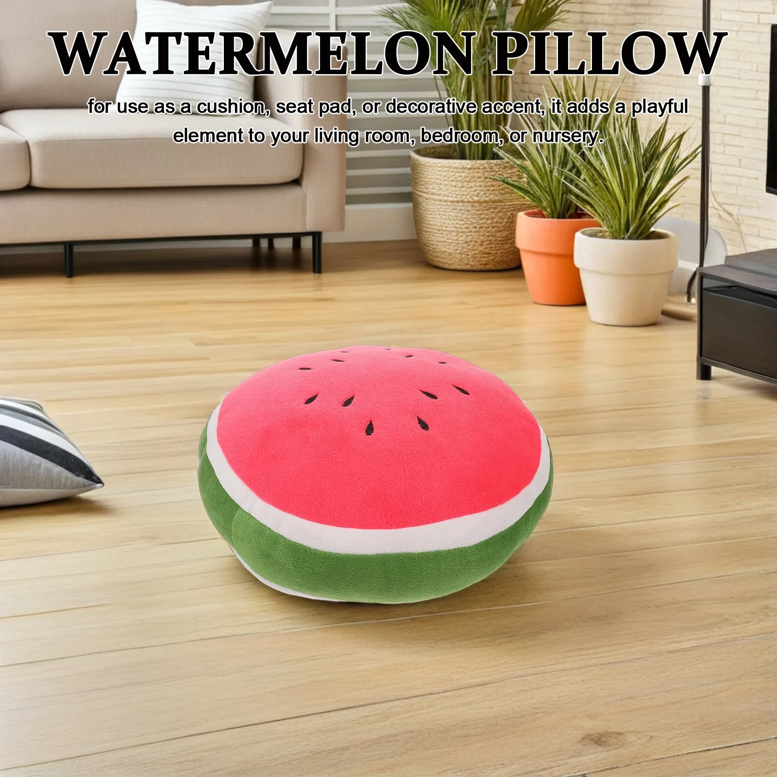 Watermelon Creative Round Fruit Cushion Soft Comfortable Seat Pad for Living Room Bedroom Nursery Photo Shoot Props