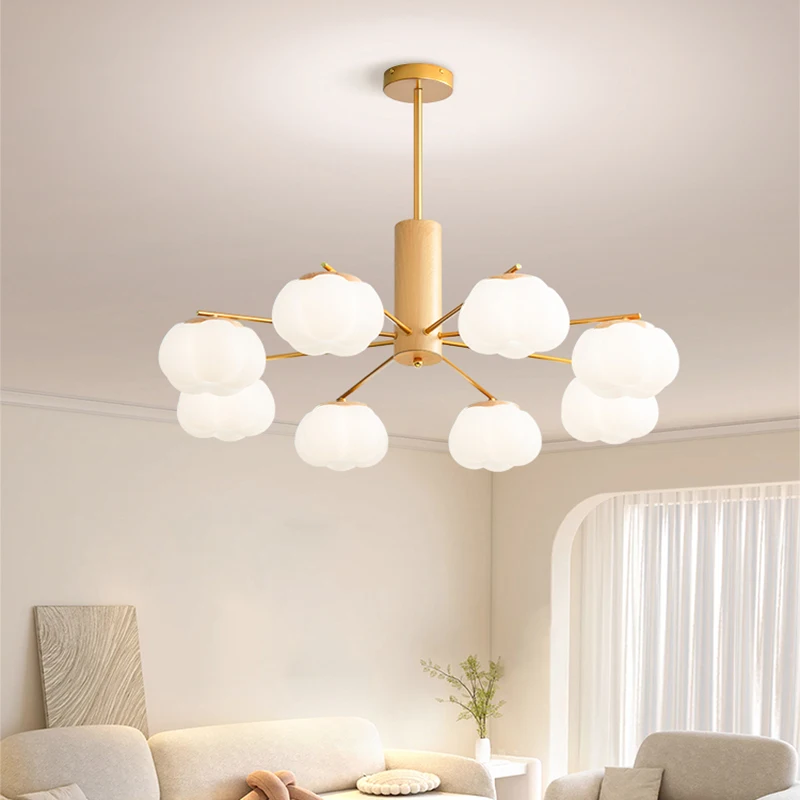 8 Heads Soft LED Warm Chandelier Gorgeous Cream Wind Ceiling Lamp For Living Room Nordic Bedroom Indoor Luxury Home Decoration