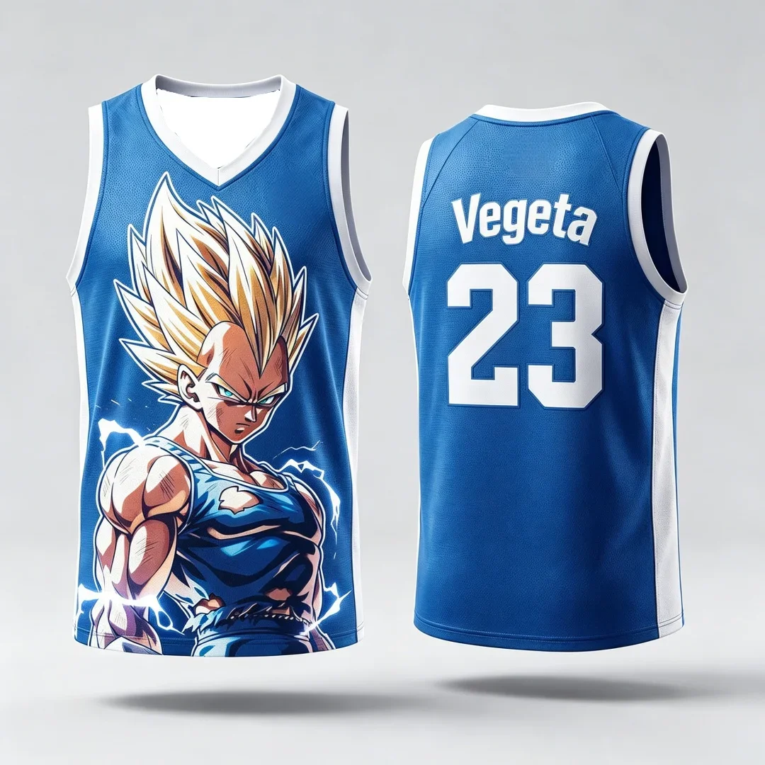 26Dragon Ball Vegeta Super Saiyajin # 23 Basketball-Trikotweste, atmungsaktive Sportbekleidung mit Anime-Motiv, Streetwear für Eltern und Kinder – Detail 14