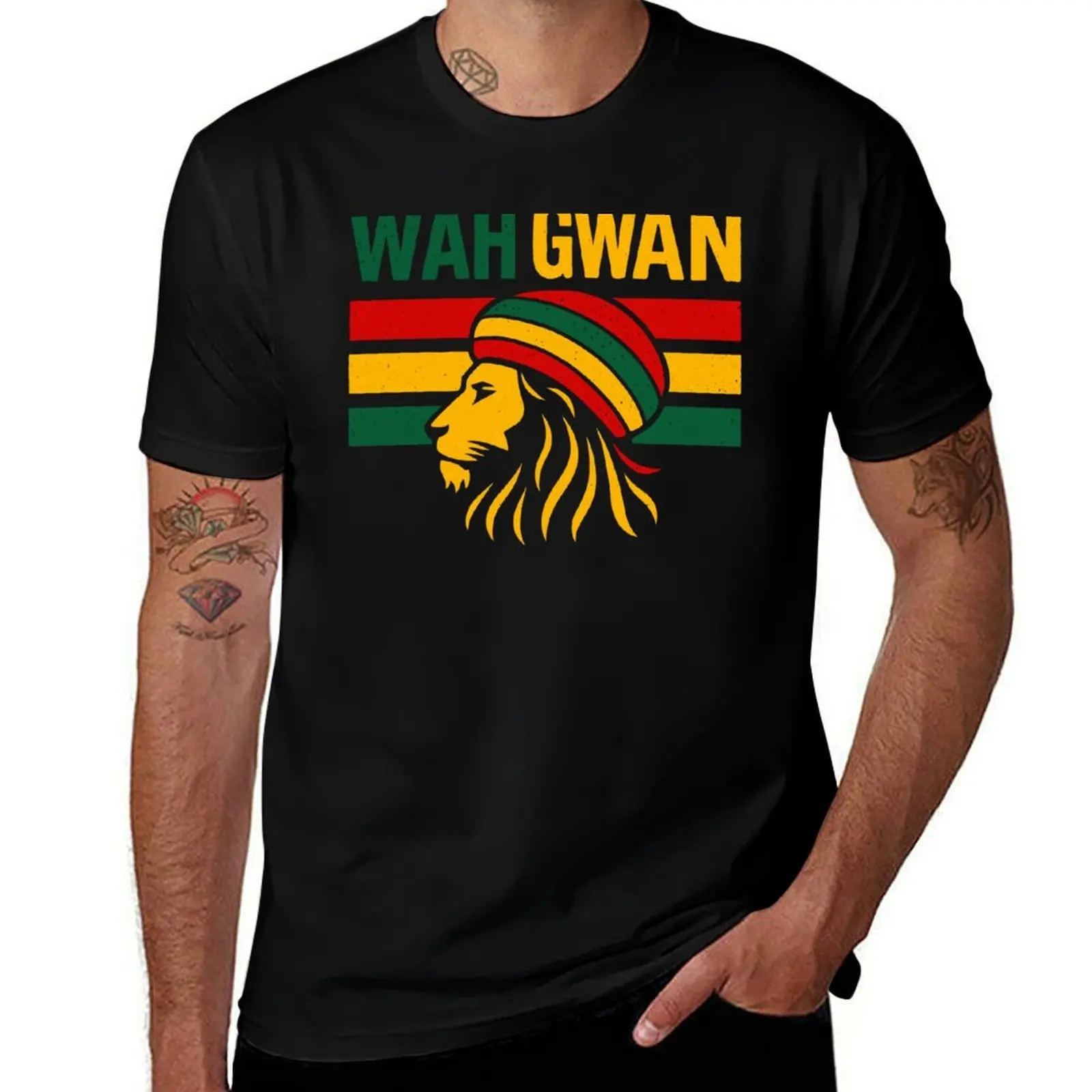 

Wah Gwaan Rasta Lion – Jamaican Reggae Colors for International Reggae Day T-Shirt funny costumes vintage tshirts for men