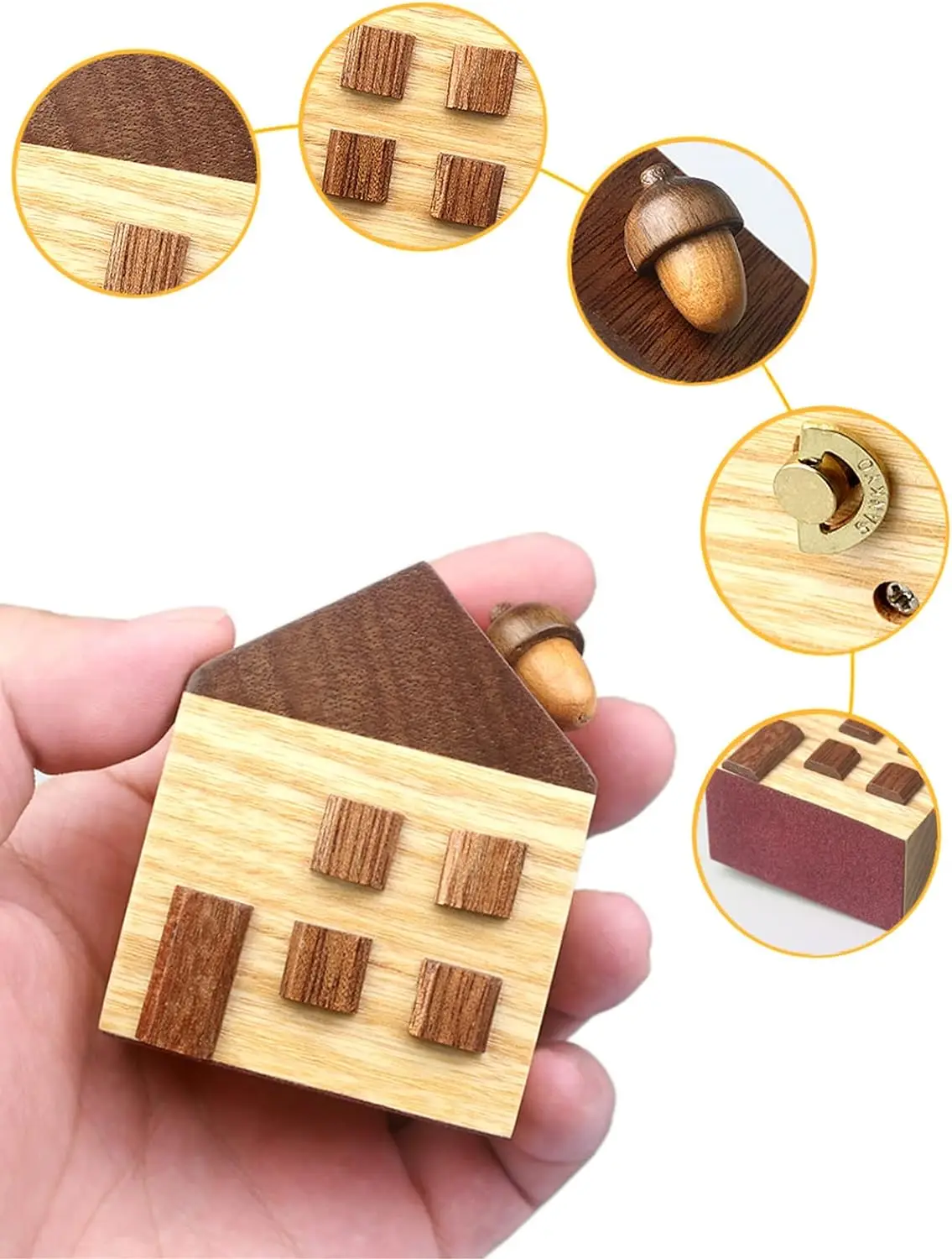 SOFTALK solid wood house shaped mini music box for children's birthday, Christmas, and Valentine's Day gifts