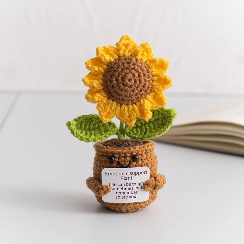 Mini-fertige Häkelrosen, Sonnenblumen, Topf, emotionale Unterstützung, gefüllte Pflanzen, Mutter, Valentinstag, Weihnachten, Abschlussgeschenke – Detail 9