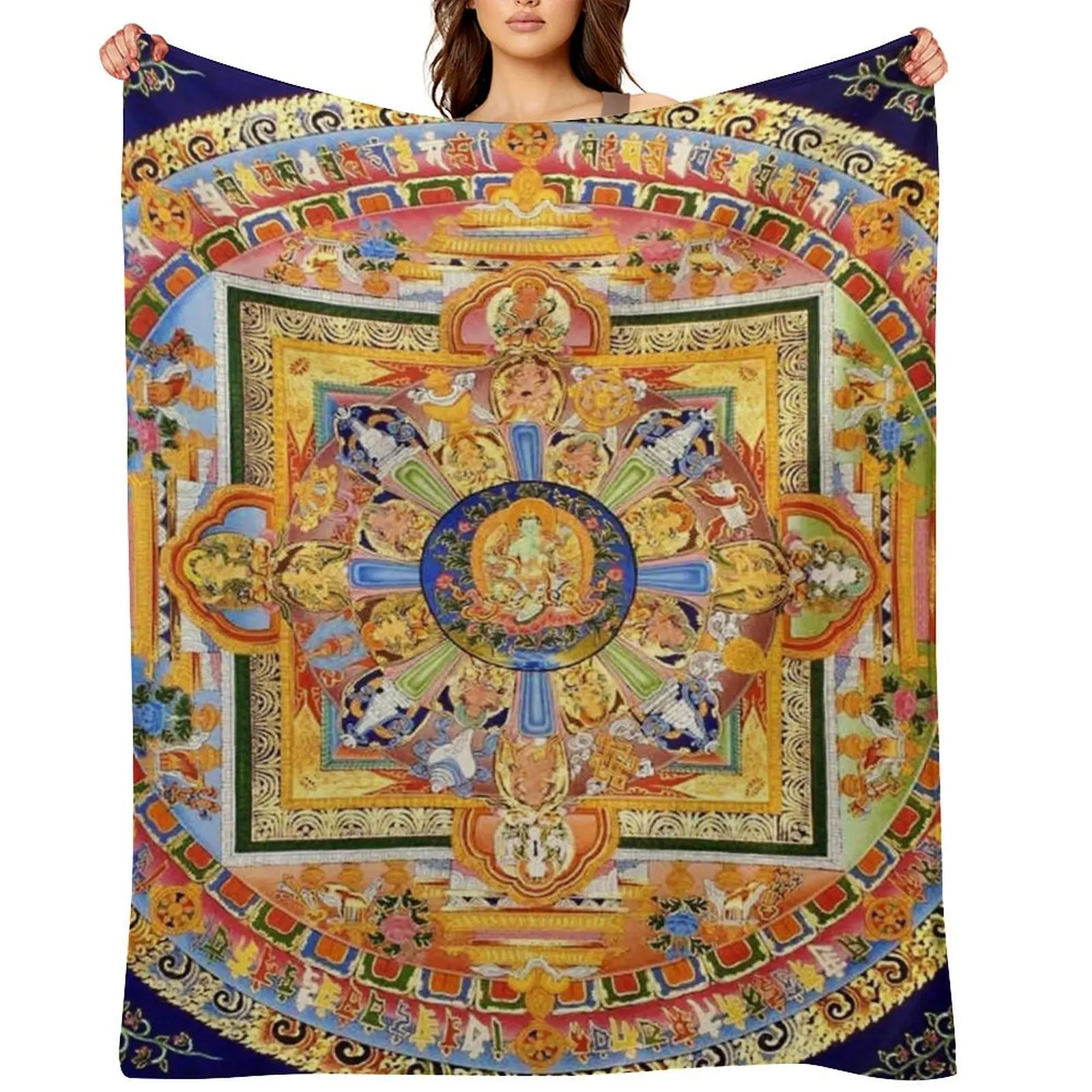 

Buddhist Green Tara Mandala 49 Throw Blanket Single Baby Thin Stuffeds Blankets