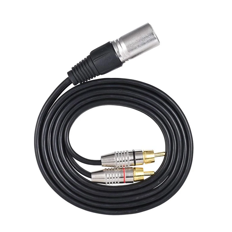 Cabo RCA de áudio A19E 2RCA macho para XLR 3 pinos macho canhão amplificador plugue de mistura cabo AV XLR para cabo RCA duplo