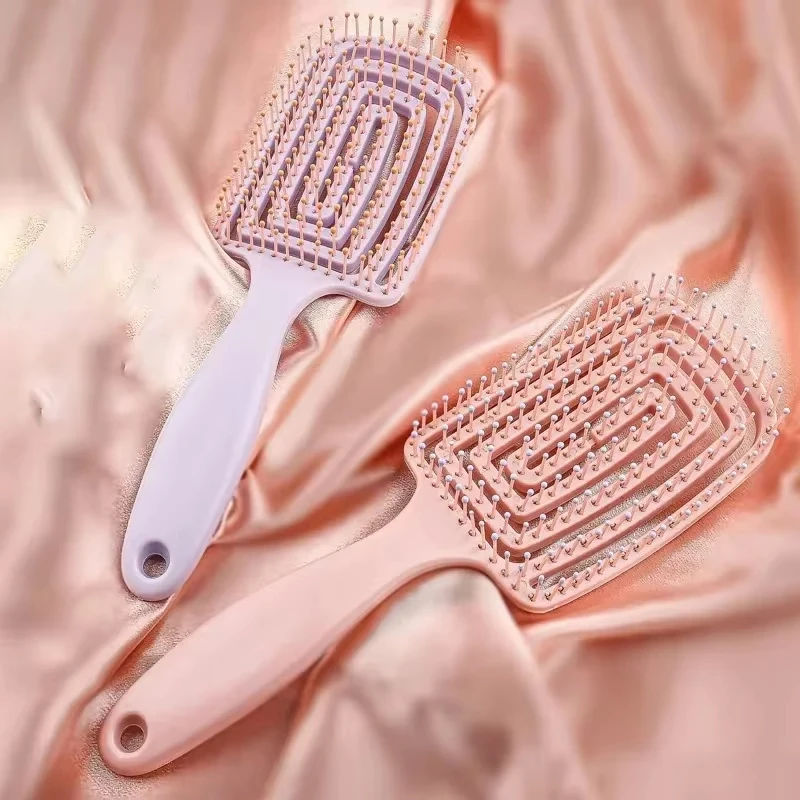 Square Wide Tooth Anti-static Massage Comb, Wet Dry Use Detangling Hair Brush, Scalp Massage Styling Tool for Curly Straight