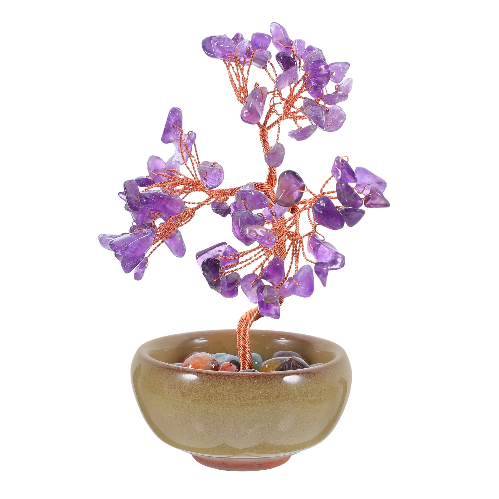 

Crystal Showpiece Purple Feng Shui Home Decor Bonsai Chakra Healing Energy Handmade Wealth Symbol Successful