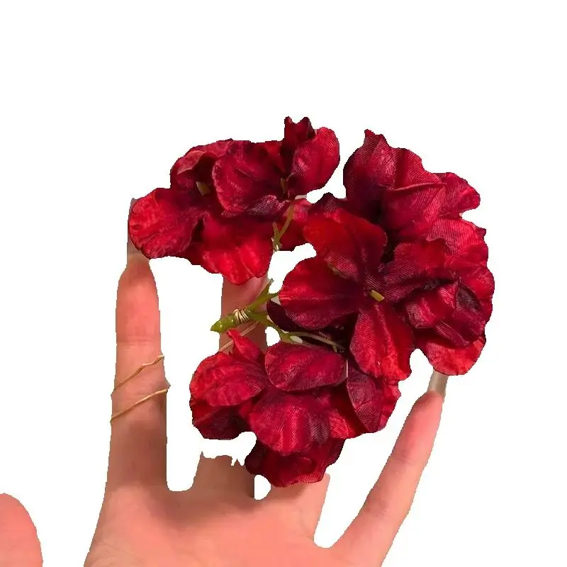 2PCSRed Flower Hair Pins For Women Elegant Burgundy Artificial Floral Hair Barrettes Romantic Blossom Hair Accessory For Wedding image 6