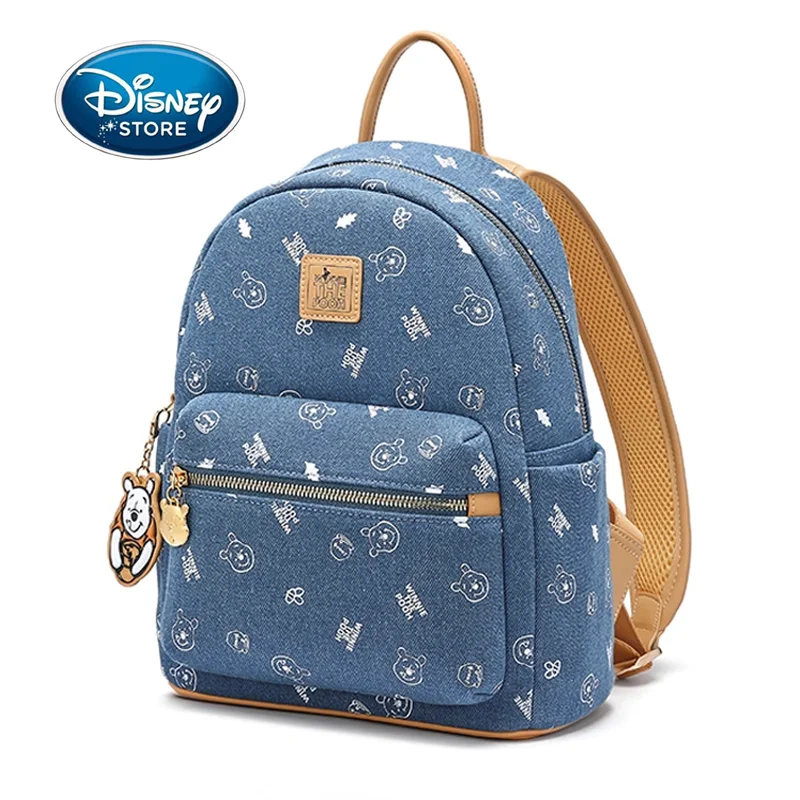 새로운 컬렉션 디즈니 위니 푸우 여성 배낭 패션 데님 가방 만화 인쇄 브랜드 배낭 소녀 학생 배낭