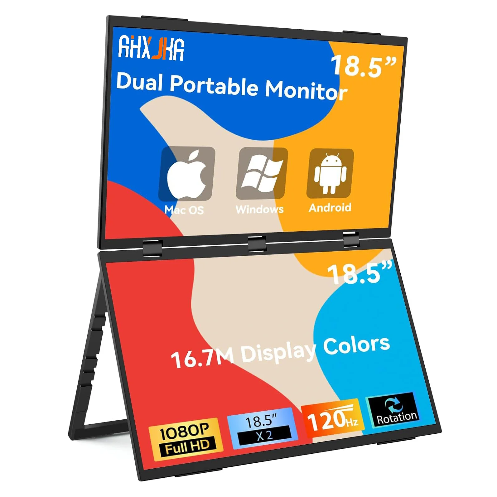 AHXJKA 18.5Inch 100Hz Laptop Screen Extender Dual Monitor Stackable Foldable Triple Monitor For PC Mac Phone Portable Monitor