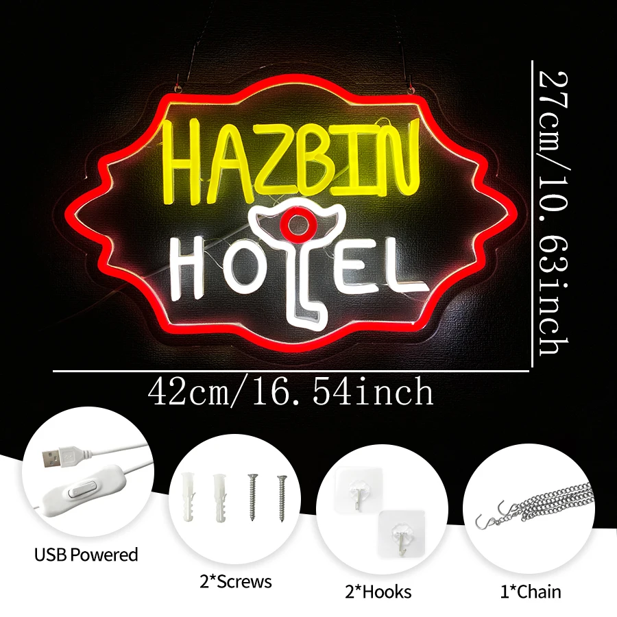 أضواء النيون لفندق Hazbin، علامات ضوء الفندق Haz Bin الرسوم المتحركة Led، ديكورات فنية في غرفة الألعاب والمقهى وغرفة النوم. #2