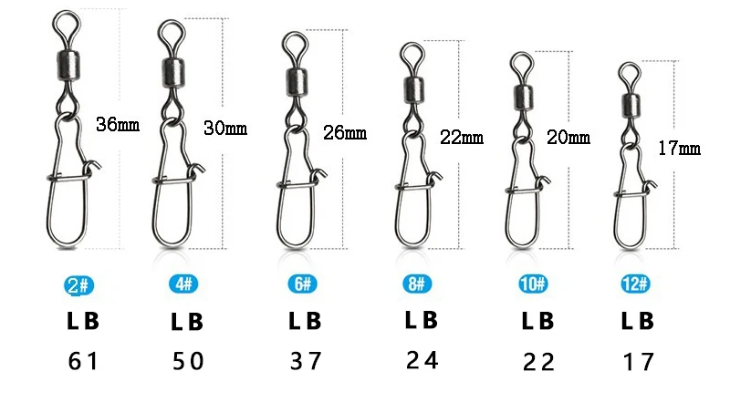 100 Stück Drehwirbel-Angelverbinder, Rollwirbel mit Karabiner, Edelstahl-Wirbel, Angelköder-Haken, Angelzubehör – Detail 2