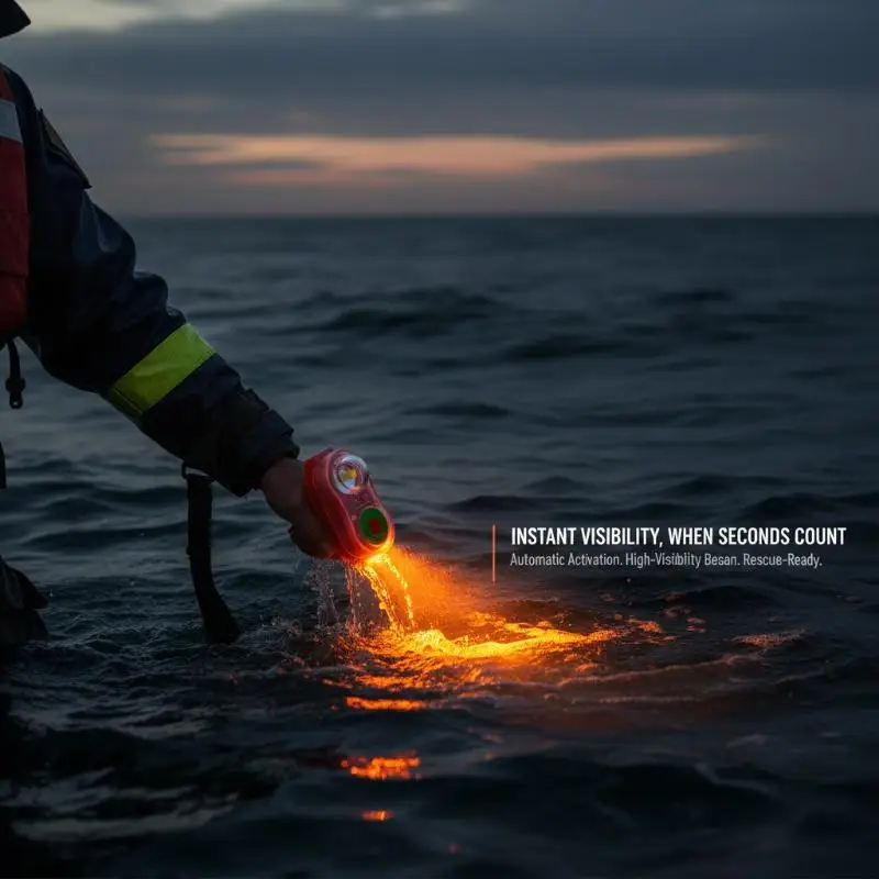 Luz LED para Chaleco Salvavidas Activada por Agua de Mar, Fácil de Instalar, Accesorio de Iluminación Automática para Tripulación de Barcos, Seguridad Marítima