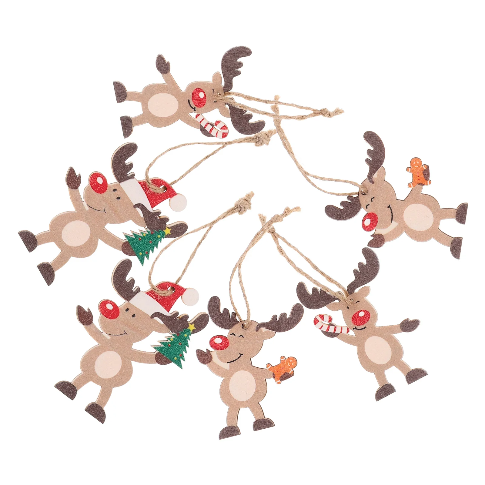 

6pcs Christmas Ornaments Wood Tree Hanging Party Decorations Festive Holiday Home Decoration Lightweight Xmas Supplies Festival