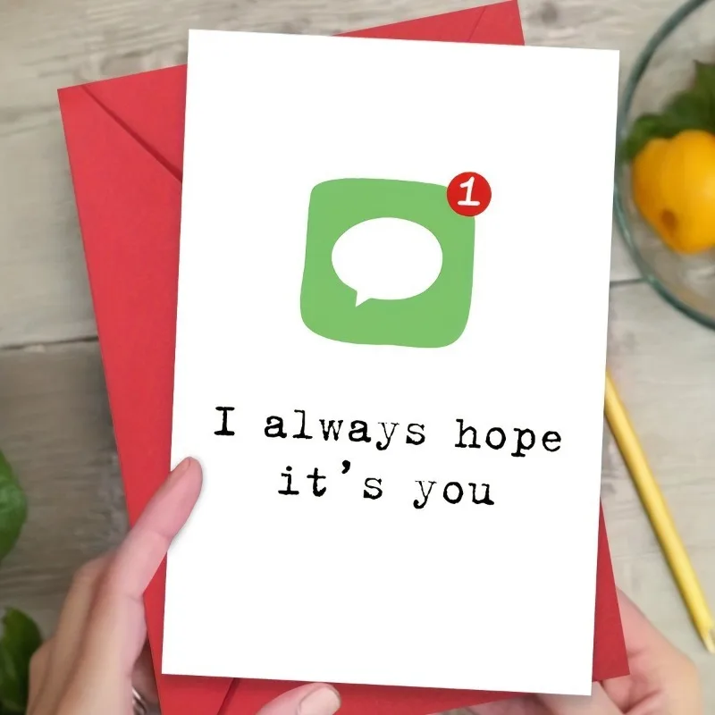 Carte de notification textuelle romantique « Je souhaite toujours que ce soit toi » avec icône de message